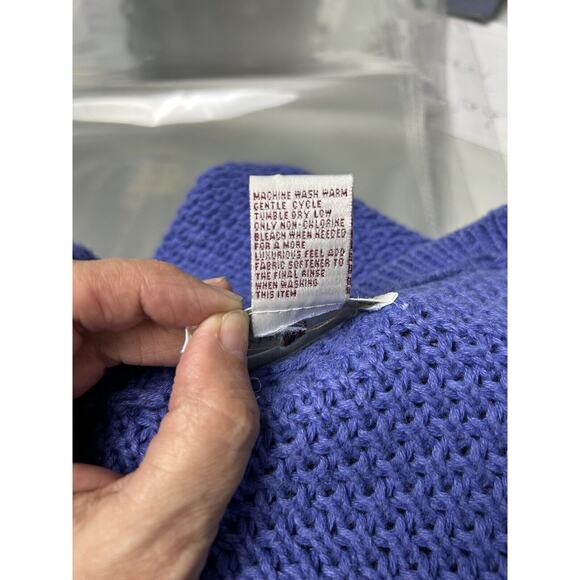 Vintage Worthington Blue ButtonUp Oversized VNeck Long Chunky Cardigan 3D Knit L - Picture 11 of 12